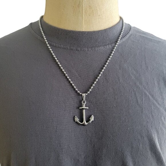 Legacy for MEN by Simone Sm Mens Anchor Pendant Stainless Steel 24" - Picture 2 of 3